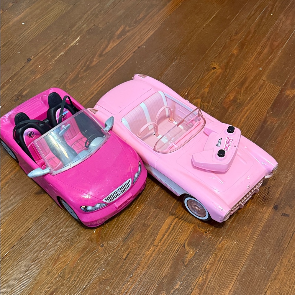Barbie Bright Pink and Light Pink Convertible Car Duo